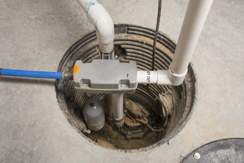 sump pump installed in a basement